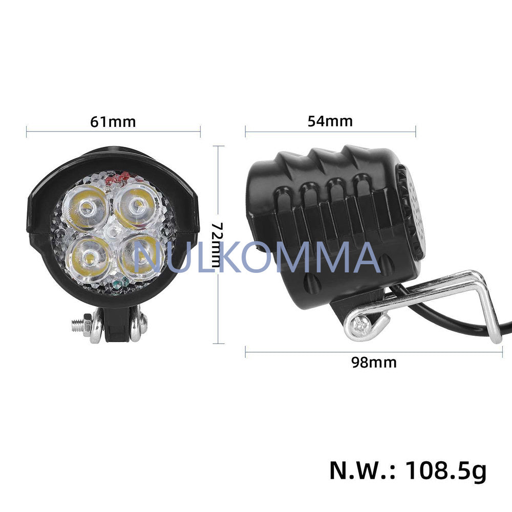 NULKOMMA E-bike LED Light Headlight lamp with Horn Front light 3Pin for Electric Bicycle Accessories 12V 24V 36V 48V 60V 72V