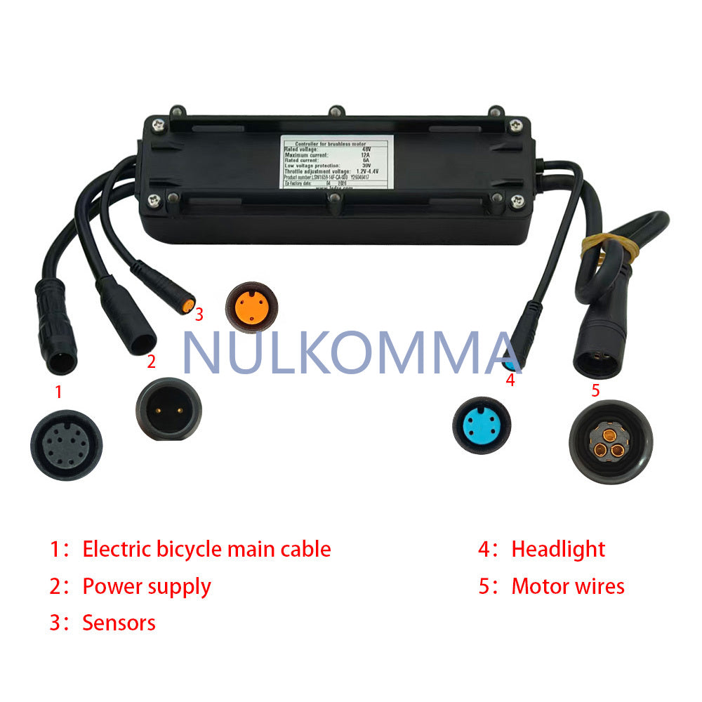 NULKOMMA Ebike Brushless Motor Controller LSW1659-14F-CA-030 48V Suitable for Electric Bicycles Scooters Fat-Tire Bikes Speed Controller