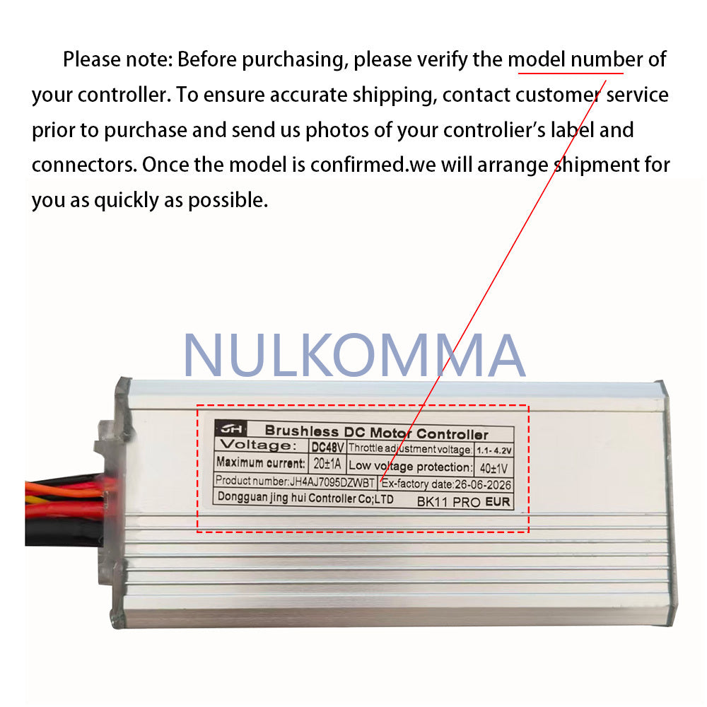 Brushless Motor Controller JH4AJ7095DZWBT 48V 20A E-Bike Scooter Universal E-Bike Conversion Kit Bicycle Speed Controller