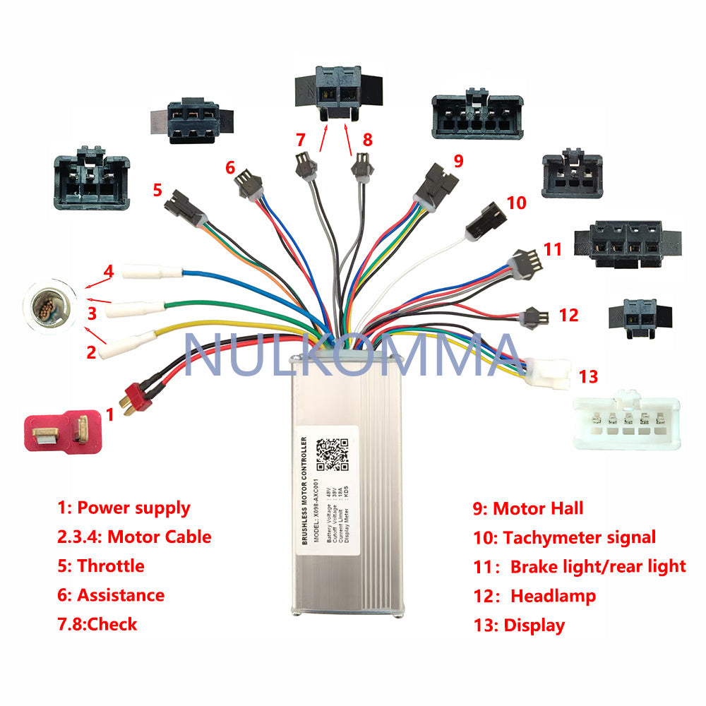 Brushless Motor Controller X098-AXC001 48V 18A Electric Bike Conversion Kit Mountain Bike Accessories For KDS Meter