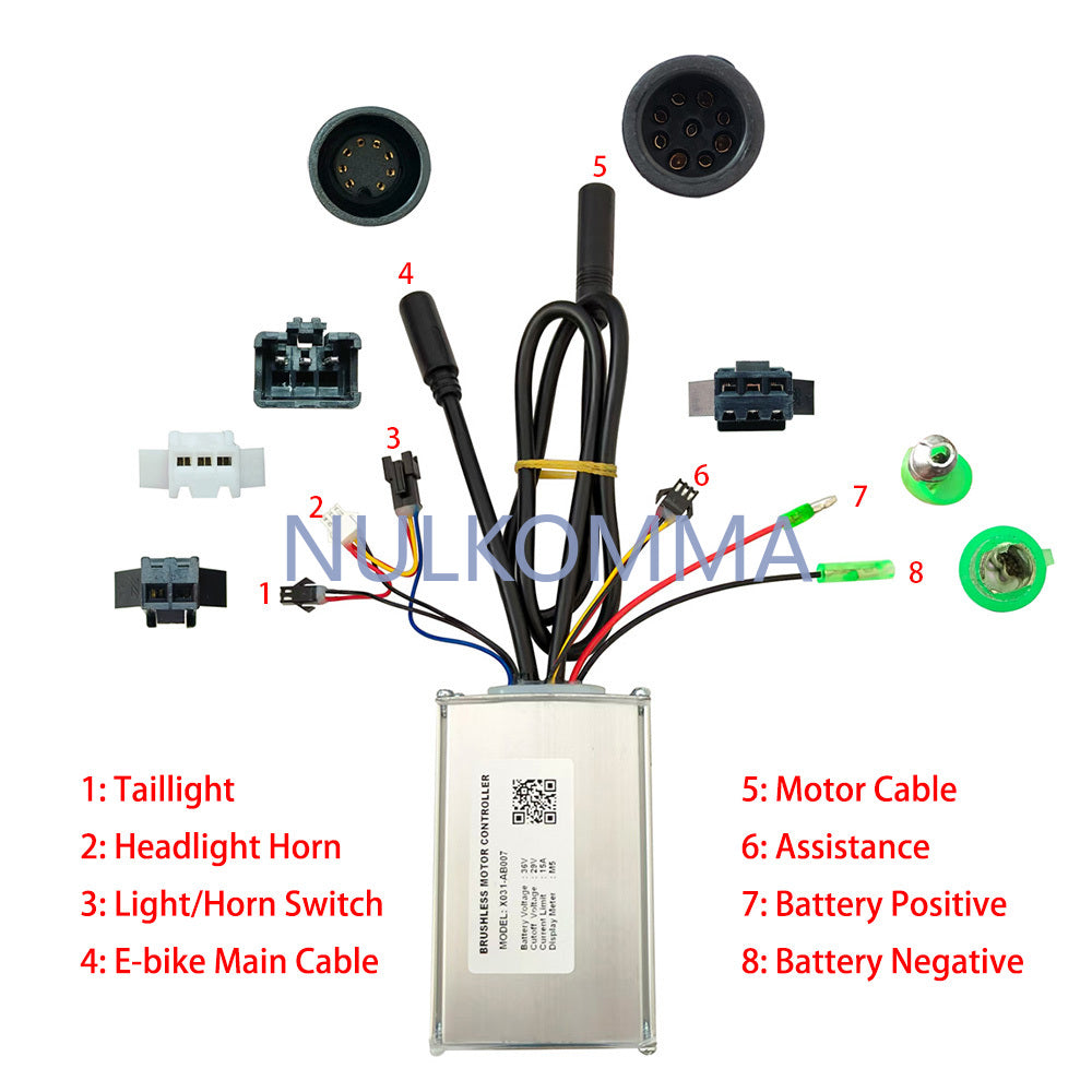 NULKOMMA Brushless Motor Controller X031-AB007 36V 15A E-Bike Scooter Universal E-Bike Conversion Kit Bicycle Speed Controller