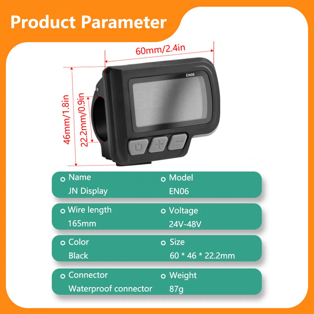 Nulkomma Ebike LCD Display Screen Meter EN06 24V-48V Speed Controller for 2HAO Protocol Controllers MTB Accessories