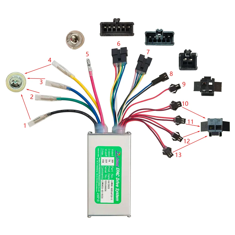 Nulkomma LSW06-90B1AFSB-U Electric Bicycle Brushless Motor Controller 36V 15A for Electric Scooters Fat Bike MTB Ebike Speed Controller