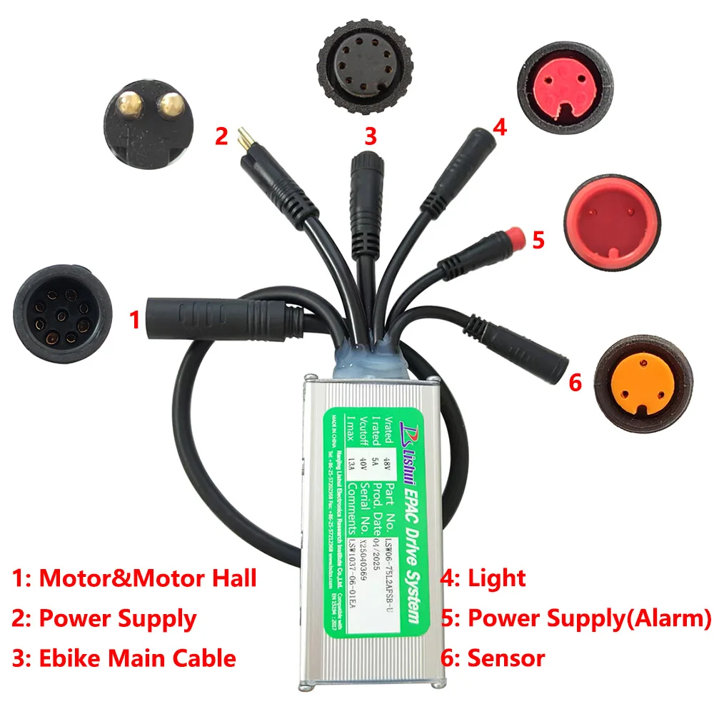 Nulkomma  Electric Bike Brushless Motor Controller LSW1037-06-01EA 48V 13A Electric Scooter Accessories Bike for 5S Meter