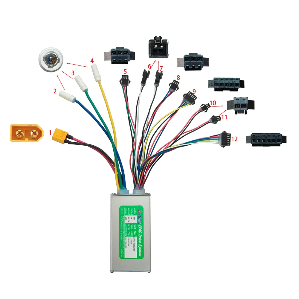 Nulkomma Ebike Brushless Motor Controller LSW1257-27F 36V 15A Suitable for Electric Bicycles Scooters Fat-Tire Bikes Speed Controller