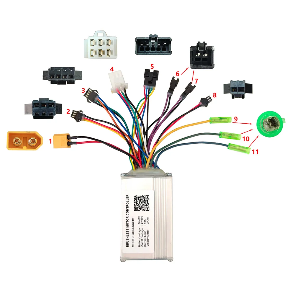 Nulkomma Ebike Brushless Motor Controller X863-AA019 36/48V 12A for 2HAO Display Electric Scooters MTB Accessories Speed Controller