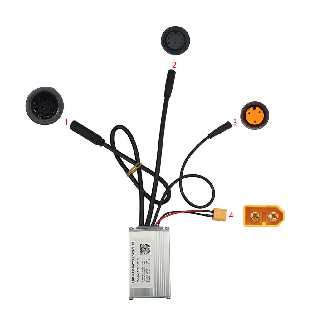 Nulkomma Brushless Motor Controller X107-AA003A 48V 15A Electric Bike Scooter Speed Controller Compatible with 2HAO Protocol Display