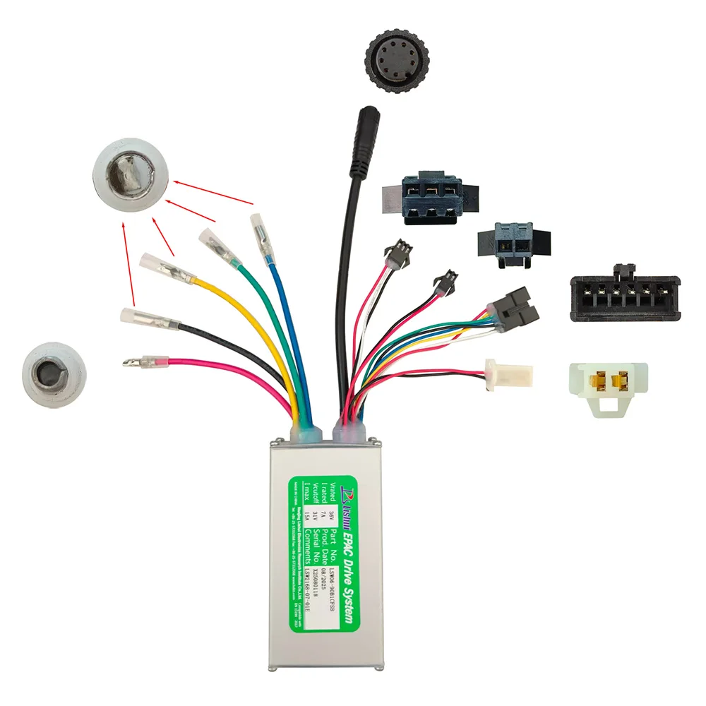 Nulkomma Ebike Brushless Motor Controller LSW06-90B1CFSB 36V 15A Suitable for Electric Bicycles Scooters Fat-Tire Bikes Speed Controller