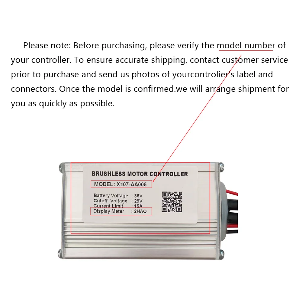 Nulkomma Ebike Brushless Motor Controller 36V 15A Speed Controller X107-AA005 2HAO for Electric Bicycle Scooter Motorcycle