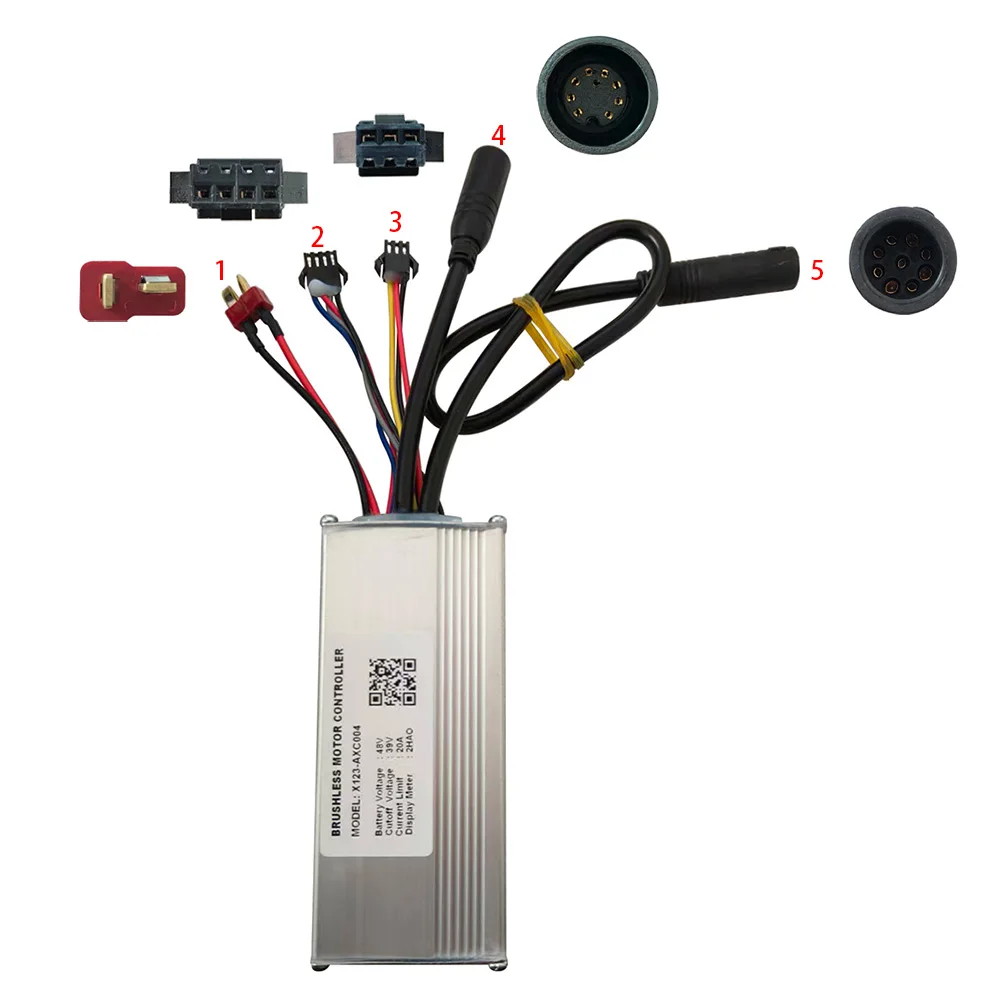 Nulkomma Brushless Motor Controller X123-AXC004 48V 20A Electric Bike Scooter Speed Controller Compatible with 2HAO Protocol Display
