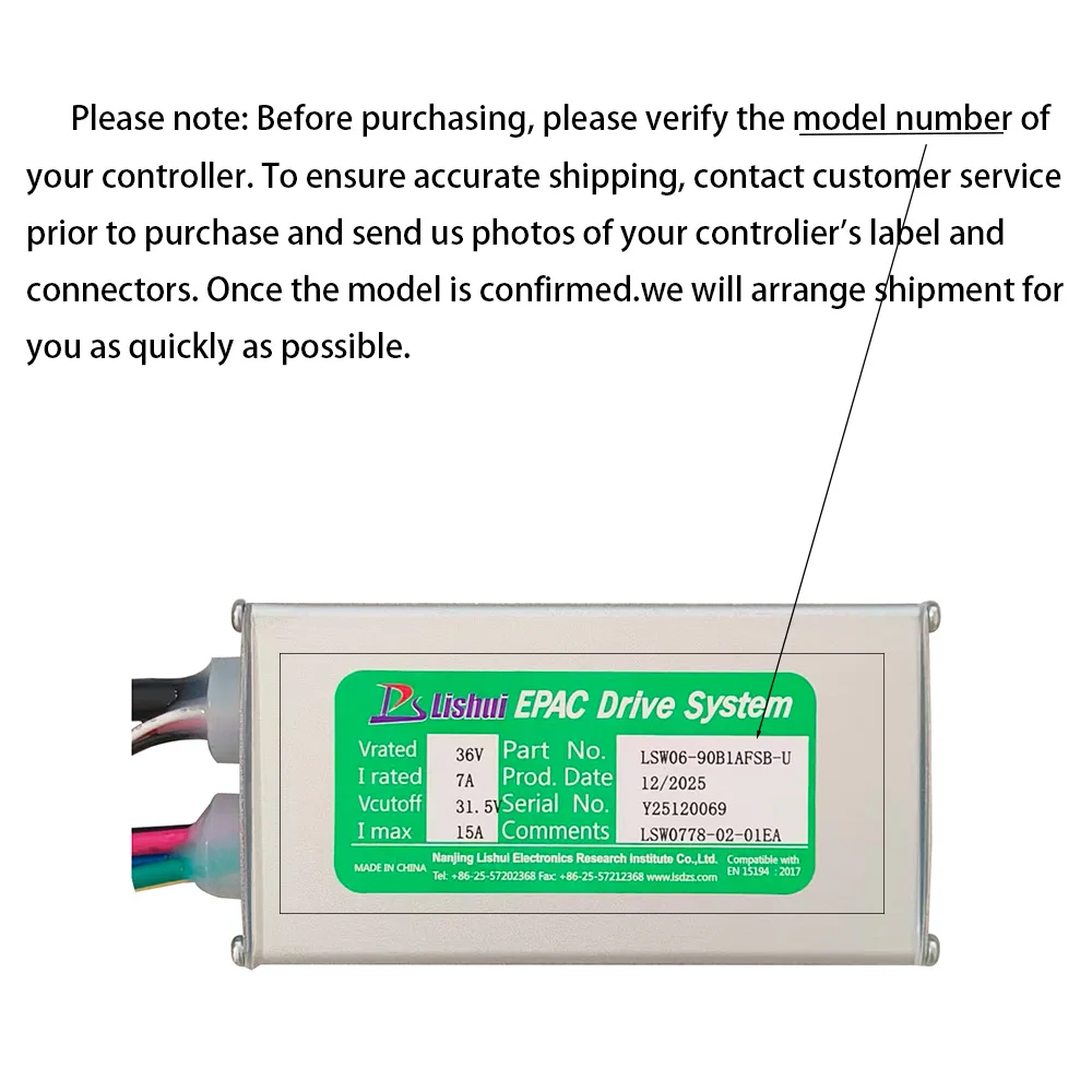 Nulkomma Brushless Motor Controller LSW0778-02-01EA 36V 15A E-Bike Scooter Universal E-Bike Conversion Kit Bicycle Speed Controller