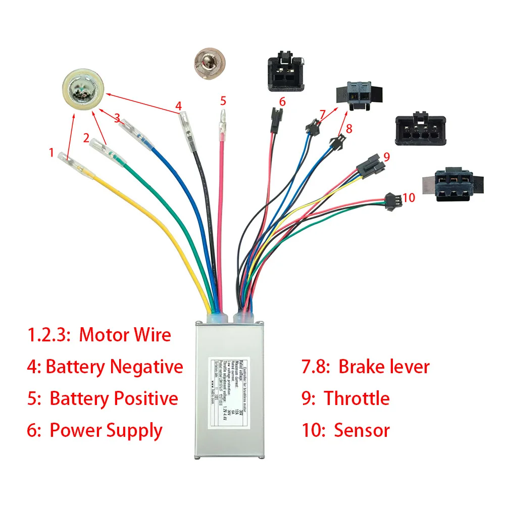 Nulkomma  Ebike Brushless Motor Controller LSW1076-2F 36V 12A Suitable for Electric Bicycles Scooters Fat-Tire Bikes Speed Controller