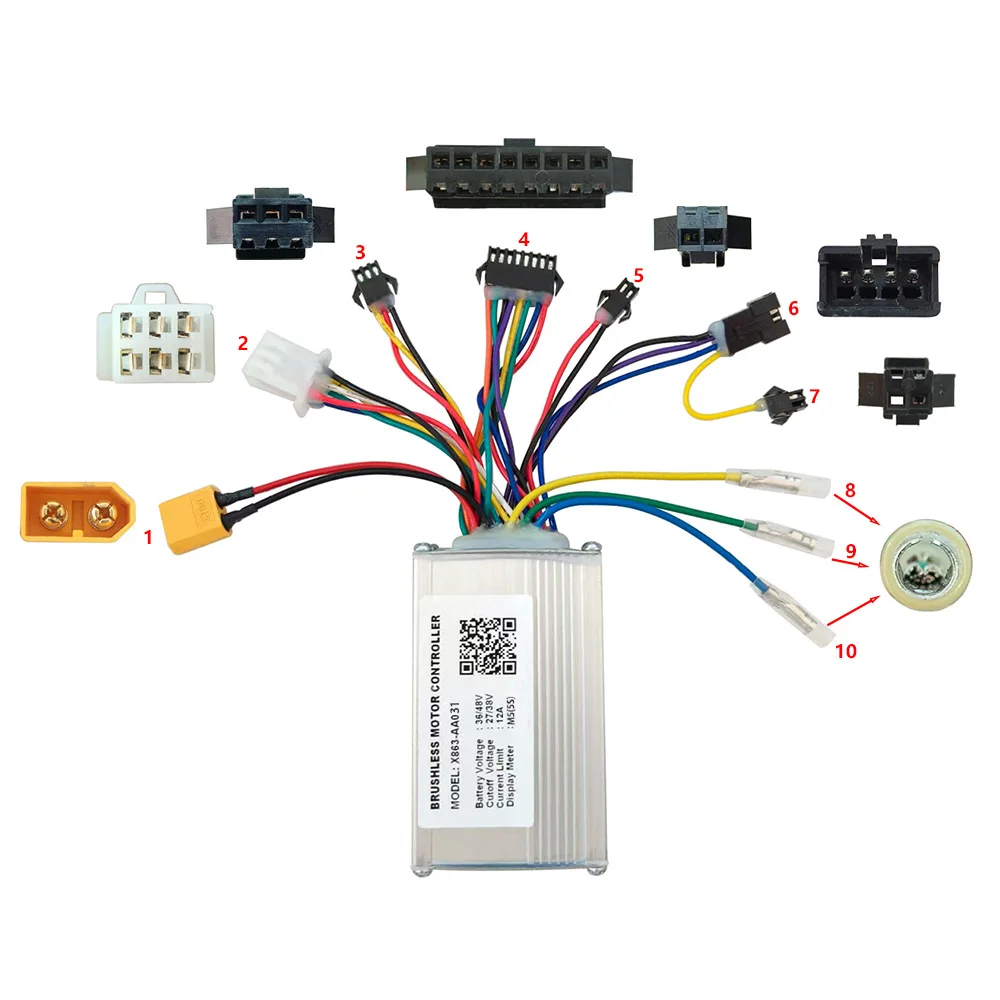 Nulkomma  Ebike Brushless Controller X008-AA031 48V 12A Speed Parts for M5 Protocol Display Electric Scooter MTB Fat Bike Accessories
