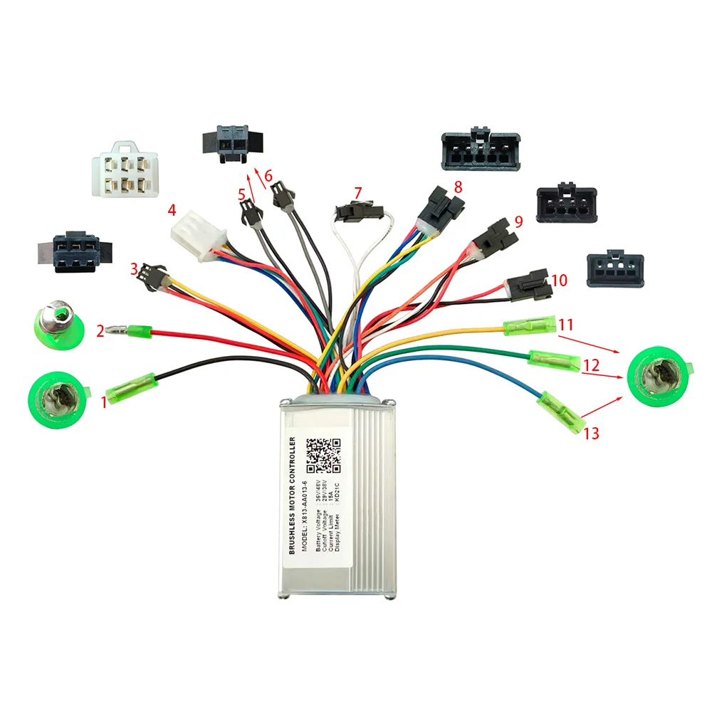 Nulkomma  Ebike Brushless Motor Controller X813-AA013-6 36/48V 15A for KD21C Protocol Display Electric Scooters MTB Speed Controller