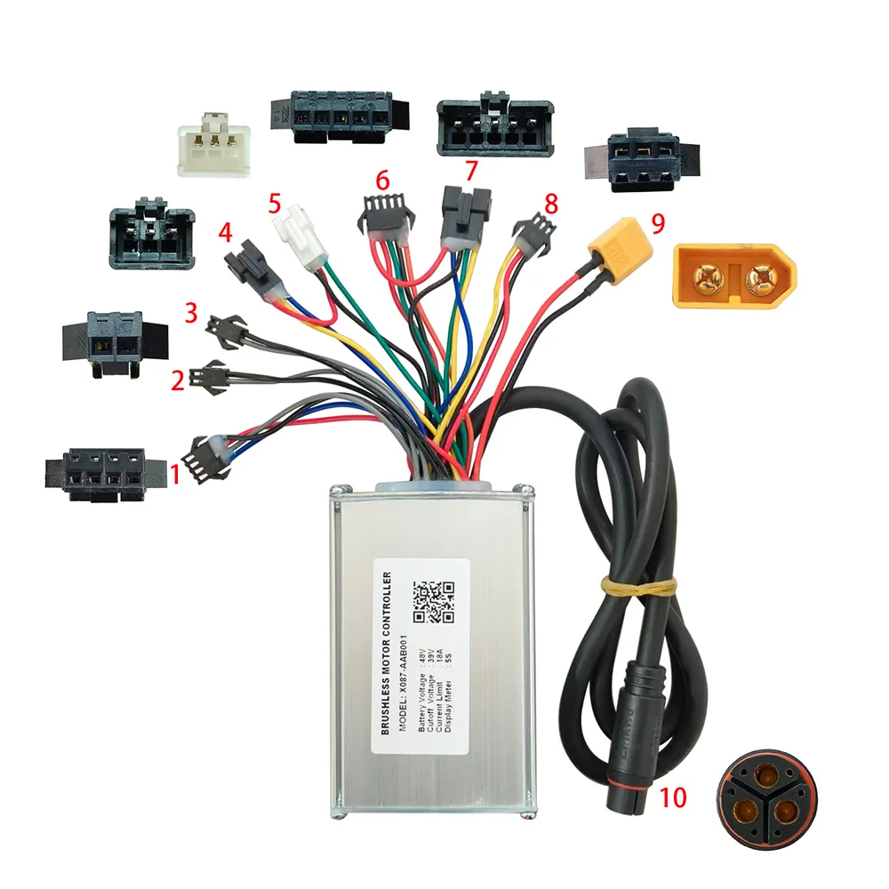 Nulkomma Electric Bike Brushless Motor Controller X087-AAB001 48V 18A for 5S Protocol Display Electric Scooters MTB Speed Controller