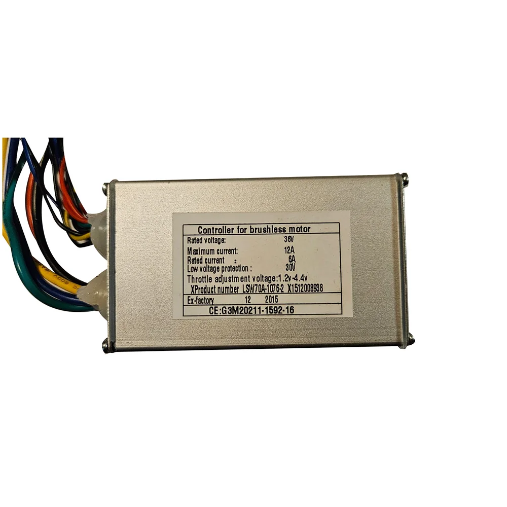 Nulkomma Ebike Brushless Motor Controller LSW70A-1076-2 36V 12A Suitable for Electric Bicycles Scooters Fat-Tire Bikes Speed Controller