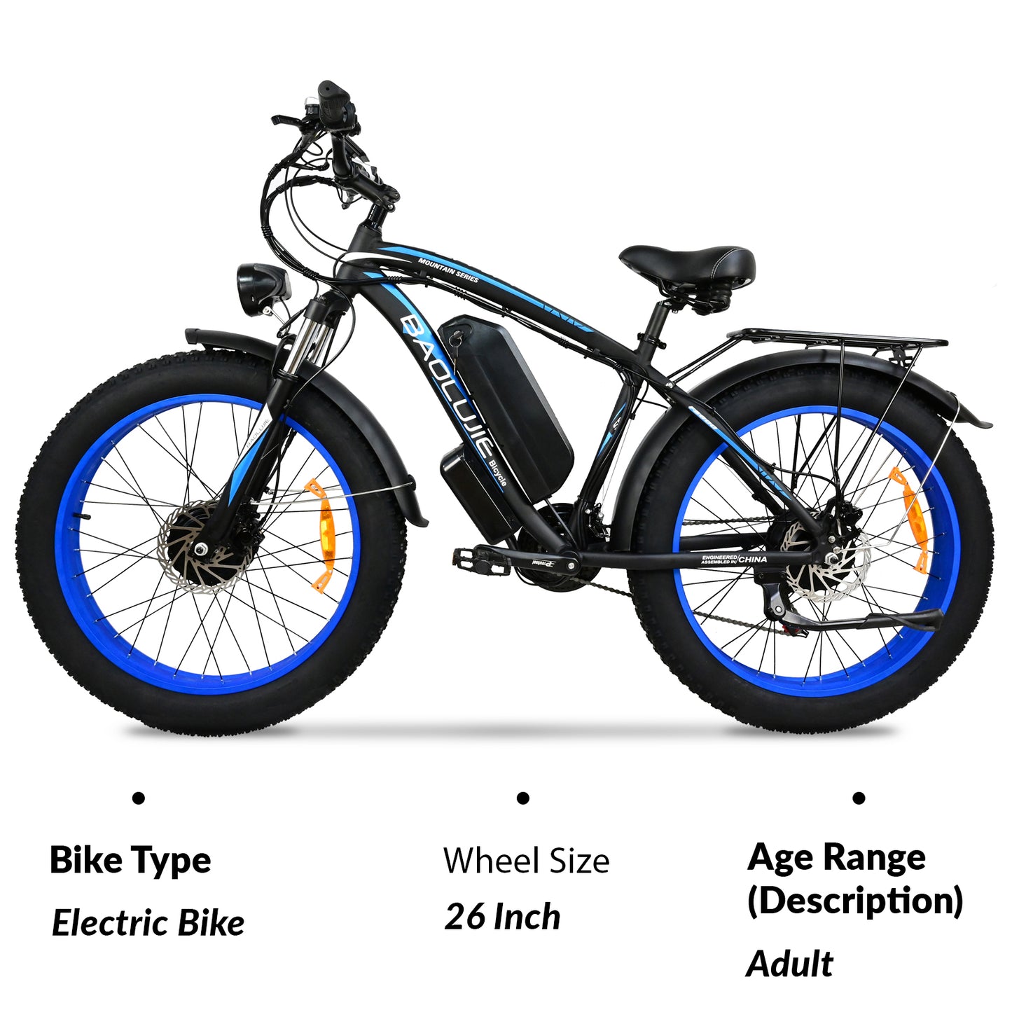 NULKOMMA 26'' Electric Bike for Adults 40-50KM Removable Battery 48V20AH Electric Bicycle Commuting Mountain Bike with LCD Display Meter