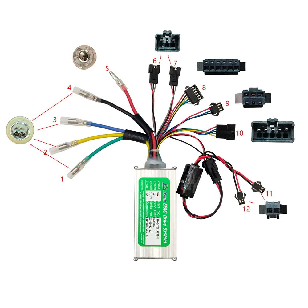 Nulkomma  Electric Bicycle Brushless Motor Controller LSW06-75L1AFSB-U 36V 15A for Electric Scooters Fat Bike MTB Ebike Speed Controller