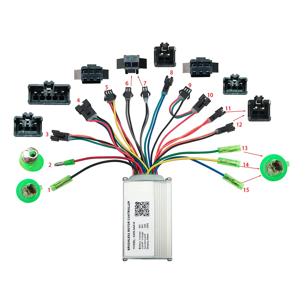 Nulkomma X008-AA016 48V E-bike Brushless Motor Controller 16A for KDS Protocol Display Electric Scooters MTB Fat Bikes Accessories