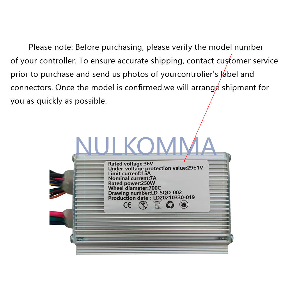 NULKOMMA EBIKE Brushless Motor Controller Electric Bicycle 29V 15A LD-SQO-002 Suitable for Electric Scooters Mountain Bikes Motorcycles