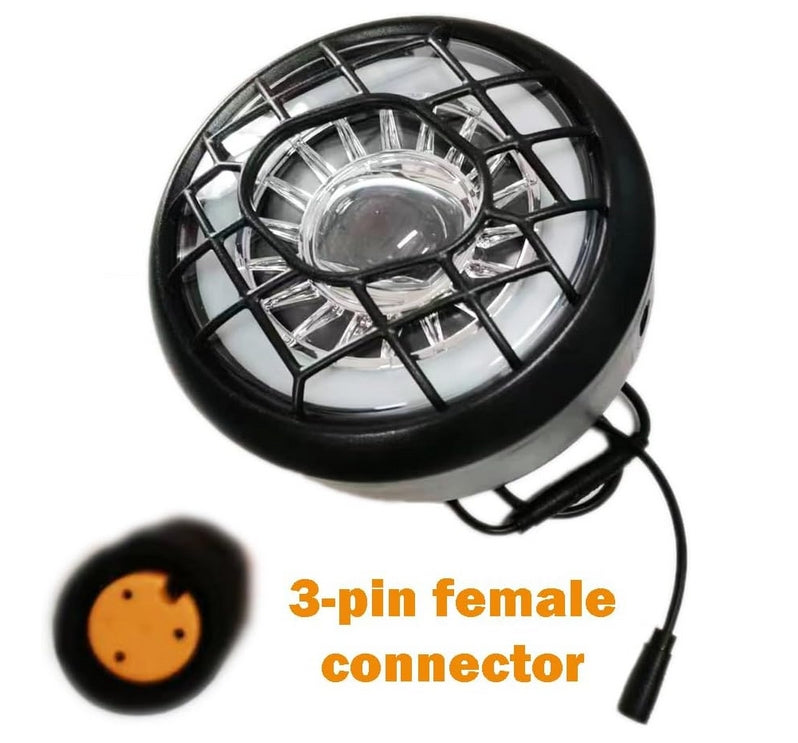 Nulkomma LED Light Headlight Durable Bright Front Light for Electric Bicycle 3 Pin Female Connector