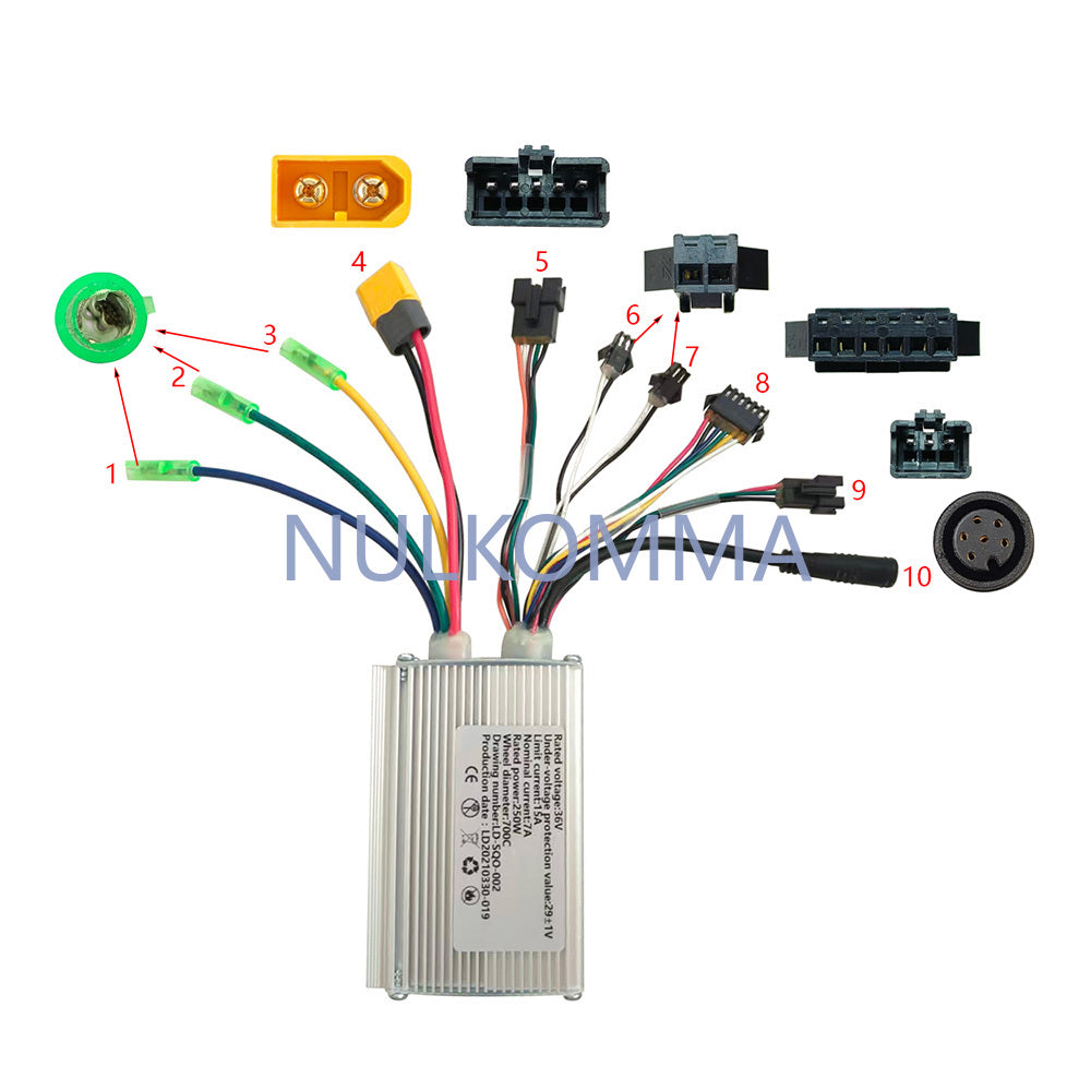 NULKOMMA EBIKE Brushless Motor Controller Electric Bicycle 29V 15A LD-SQO-002 Suitable for Electric Scooters Mountain Bikes Motorcycles