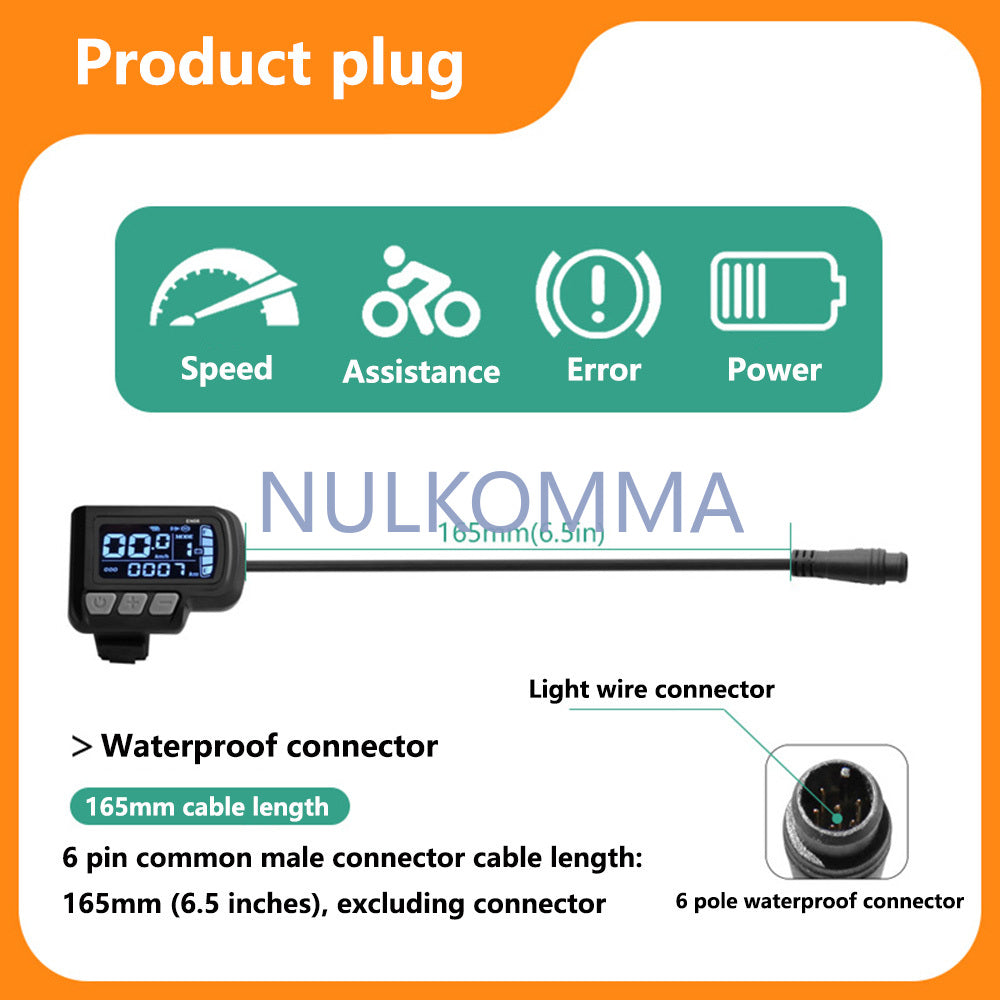 NULKOMMA Ebike LCD Display Screen Meter EN06 24V-48V Speed Controller for 2HAO Protocol Controllers MTB Accessories