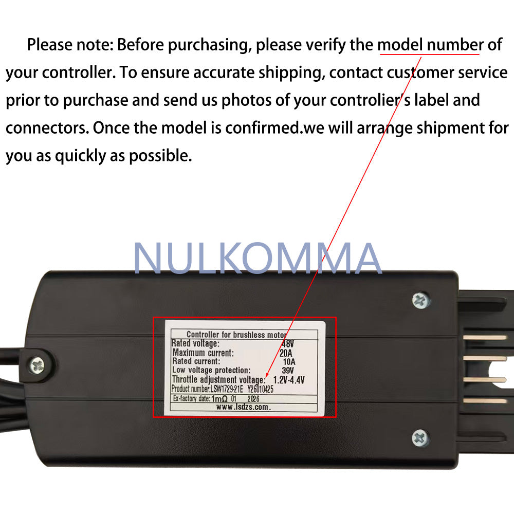 NULKOMMA Brushless Motor Controller LSW1729-21E 48V 20A E-Bike Scooter Universal E-Bike Conversion Kit Bicycle Speed Controller