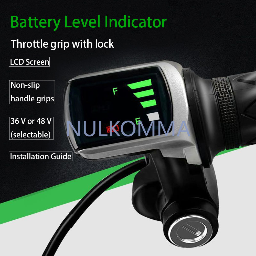 NULKOMMA 36V 48V Twist Grip Throttle Accelerator and LCD Battery Indicator Electric Bicycles MTB Tuning Accessories