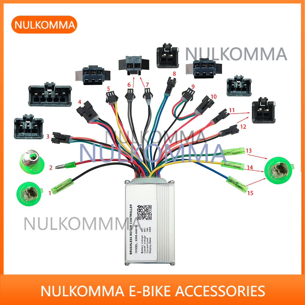 NULKOMMA Ebike Brushless Motor Controller 48V 16A Speed Controller X008-AA016 KDS for Electric Bicycle Scooter Motorcycle