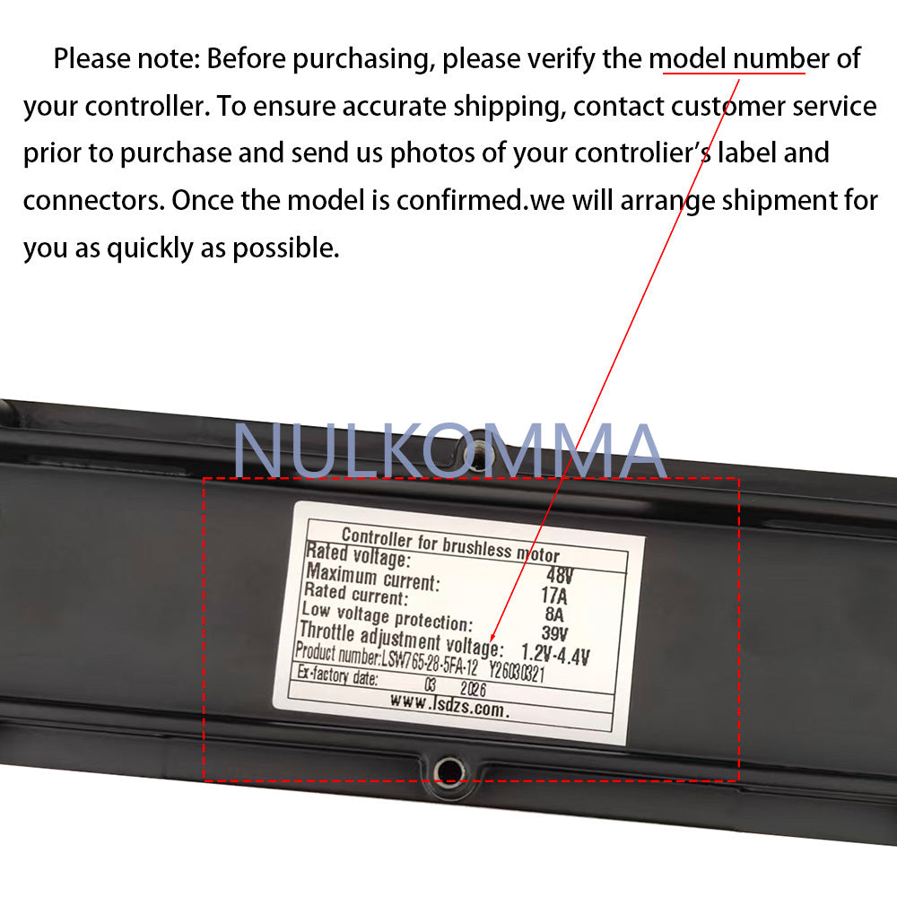 Ebike Brushless Motor Controller LSW765-28-5FA-12 48V Suitable for Electric Bicycles Scooters Fat-Tire Bikes Speed Controller