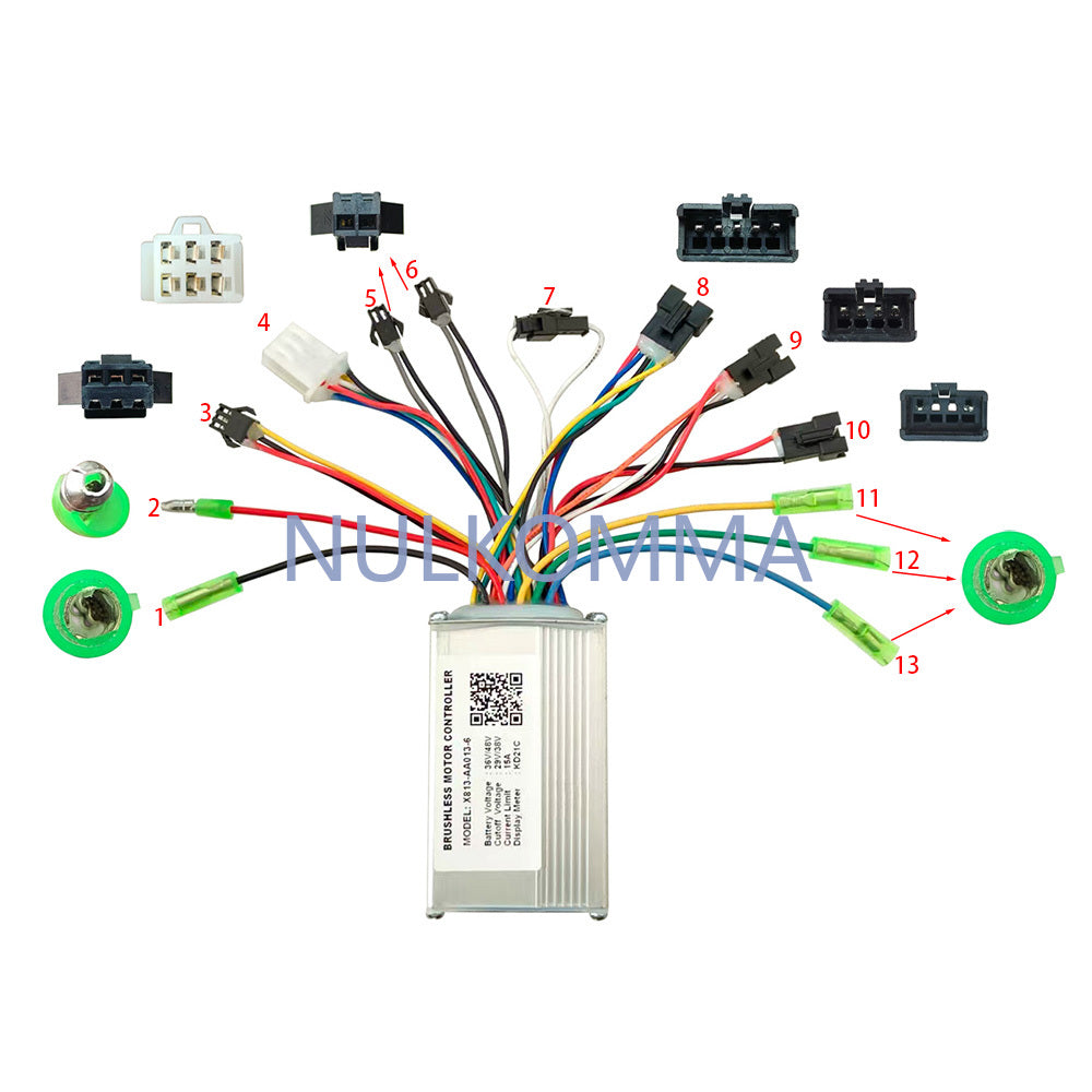 NULKOMMA Brushless Motor Controller X813-AA013-6 36/48V 15A E-Bike Scooter Universal E-Bike Conversion Kit Bicycle Speed Controller