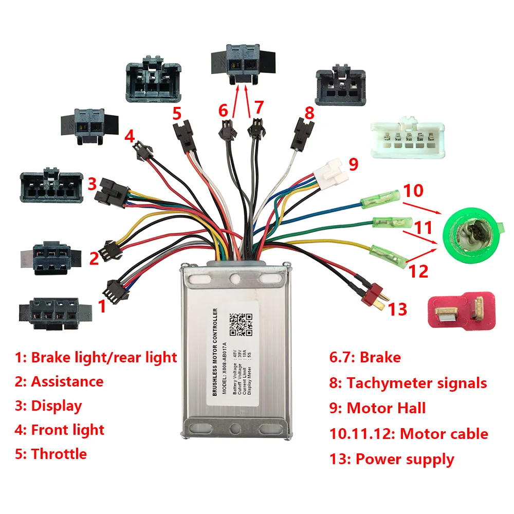 Nulkomma E-bike Brushless Motor Controller X008-AB017A 48V 18A for 5S Protocol Display Electric Scooters MTB Accessories Speed Controller