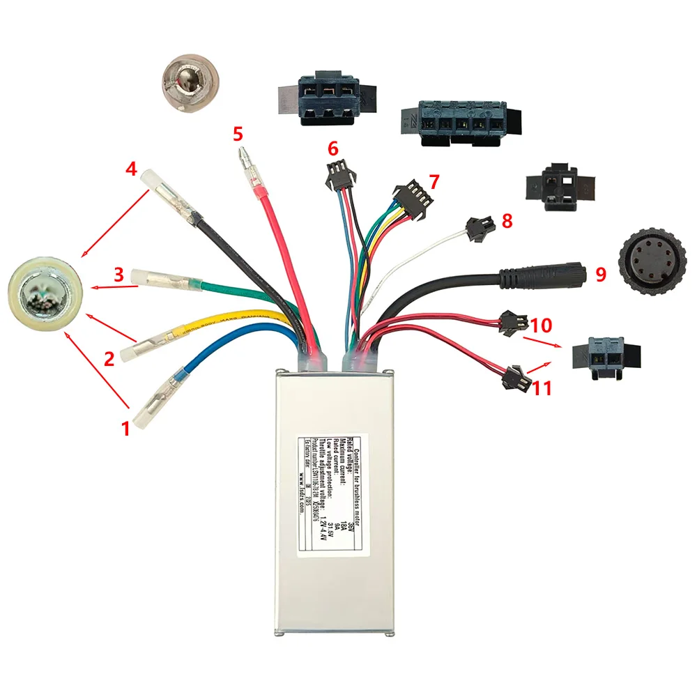 Nulkomma Electric Bike Brushless Motor Controller LSW1106-78-2M 36V 18A for Electric Scooters Fat Bike MTB Accessories Speed Controller
