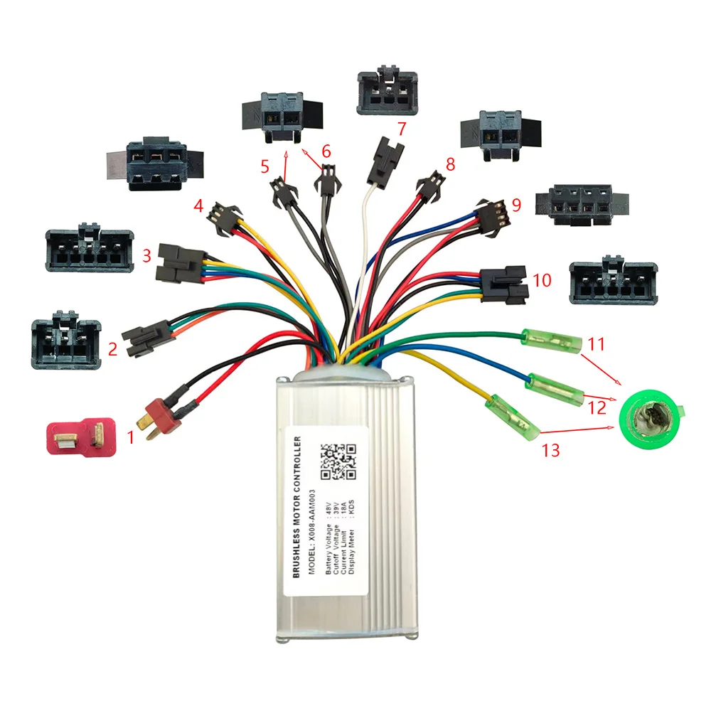 Nulkomma  Ebike Brushless Controller X008-AAM003 48V 18A Speed Parts for KDS Protocol Display Electric Scooter MTB Fat Bike Accessories