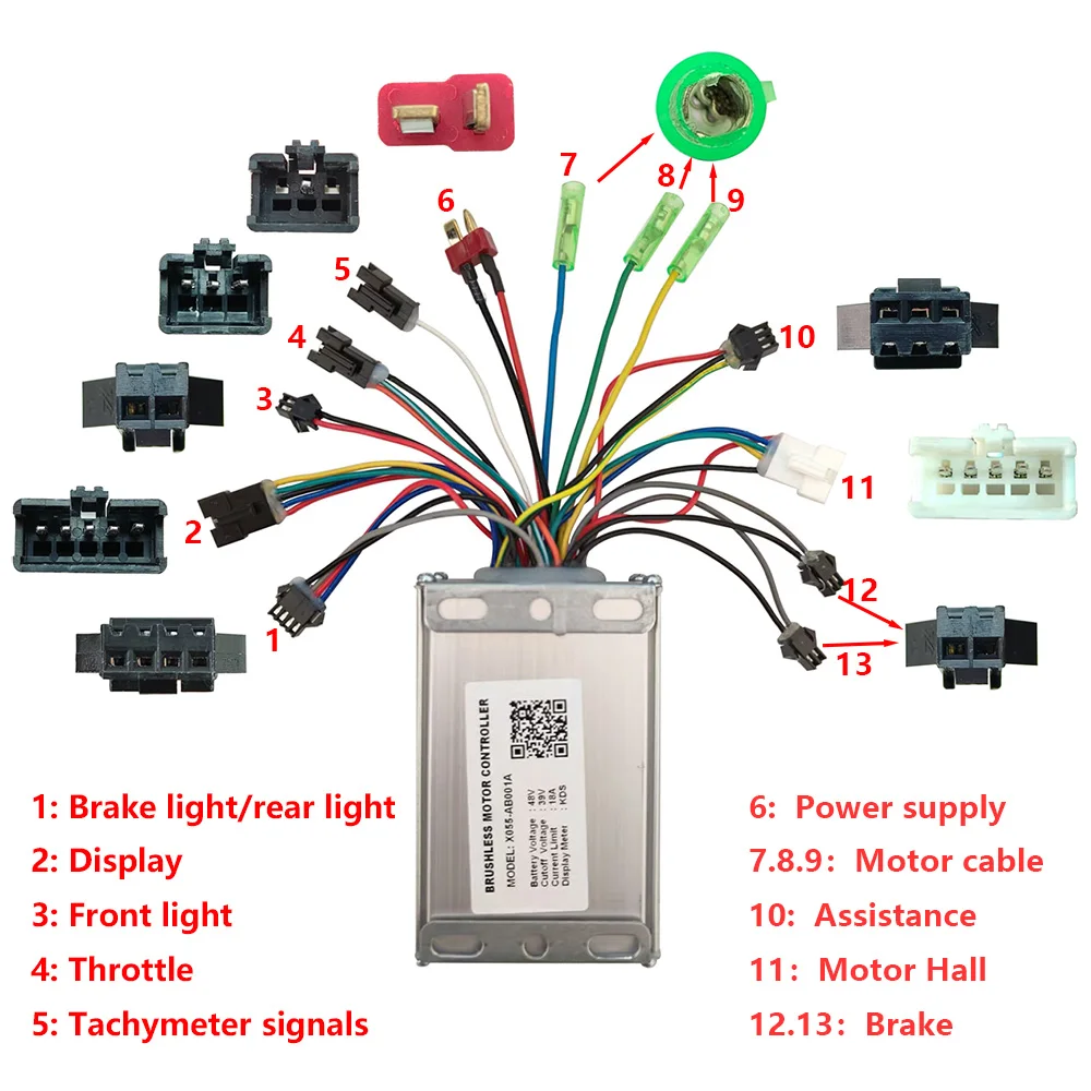 Nulkomma E-Bike Brushless Motor Controller X055-AB001A 48V 18A Electric Bicycle Conversion Kit Mountain Bike Parts For KDS Meter