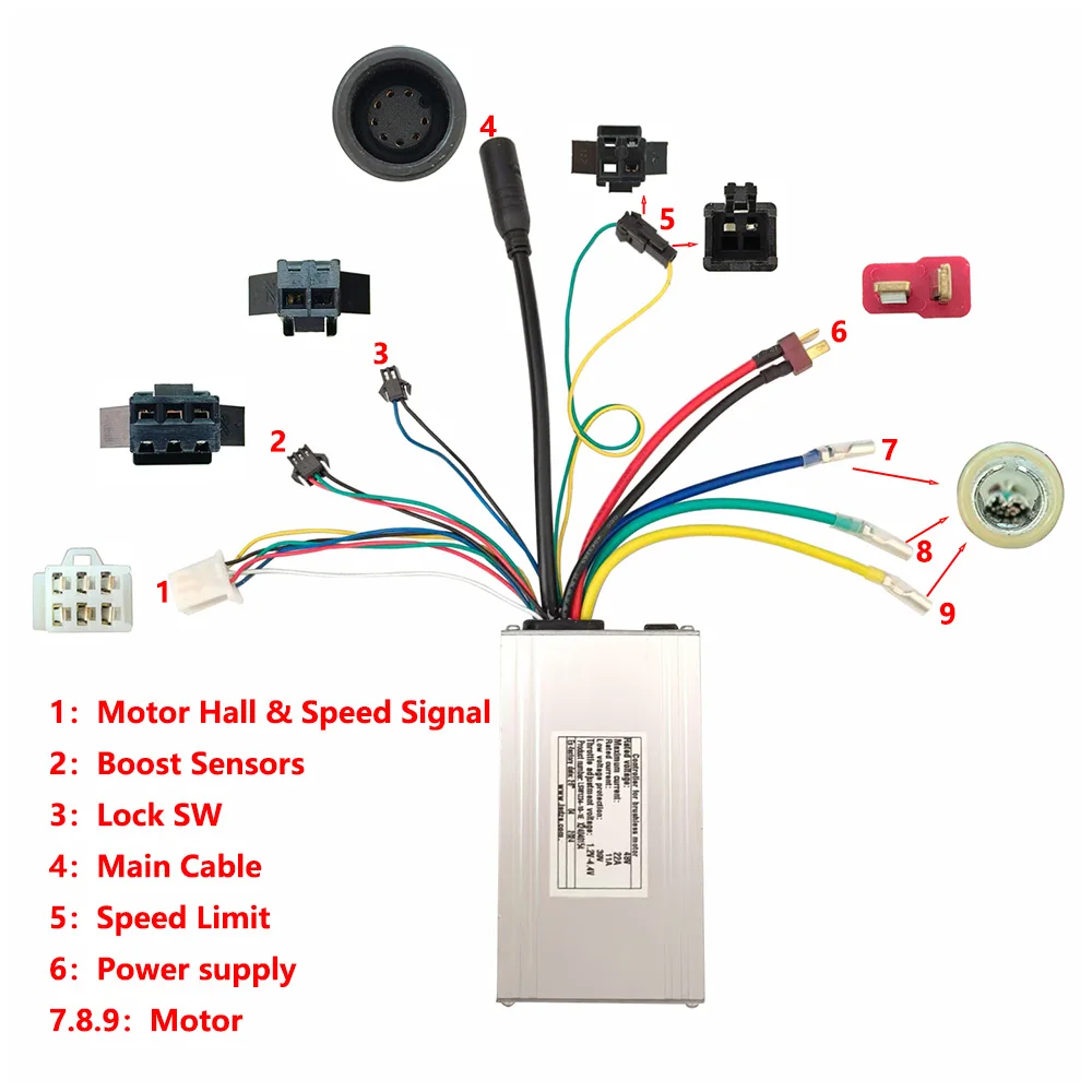 Nulkomma LSW1234-10-1E 48V 22A Brushless Motor Controller Speed Parts for Electric Scooters MTB Ebike Accessories Speed Controller