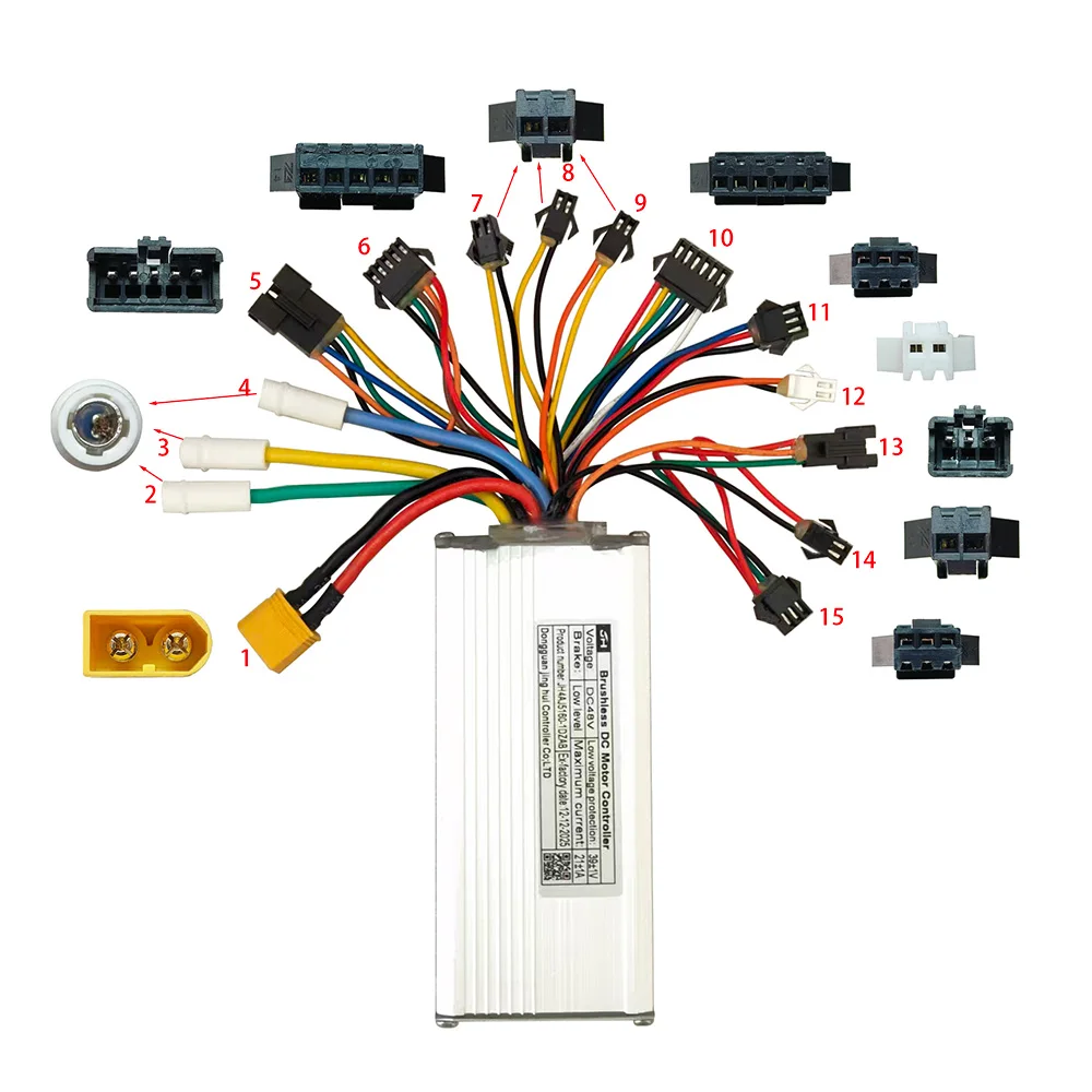 Nulkomma Ebike Motor Brushless Controller JH4AJ5160-1DZAB 52V Speed Controller For Electric Bicycle Scooters Fat Tire Bikes Mountain Bike