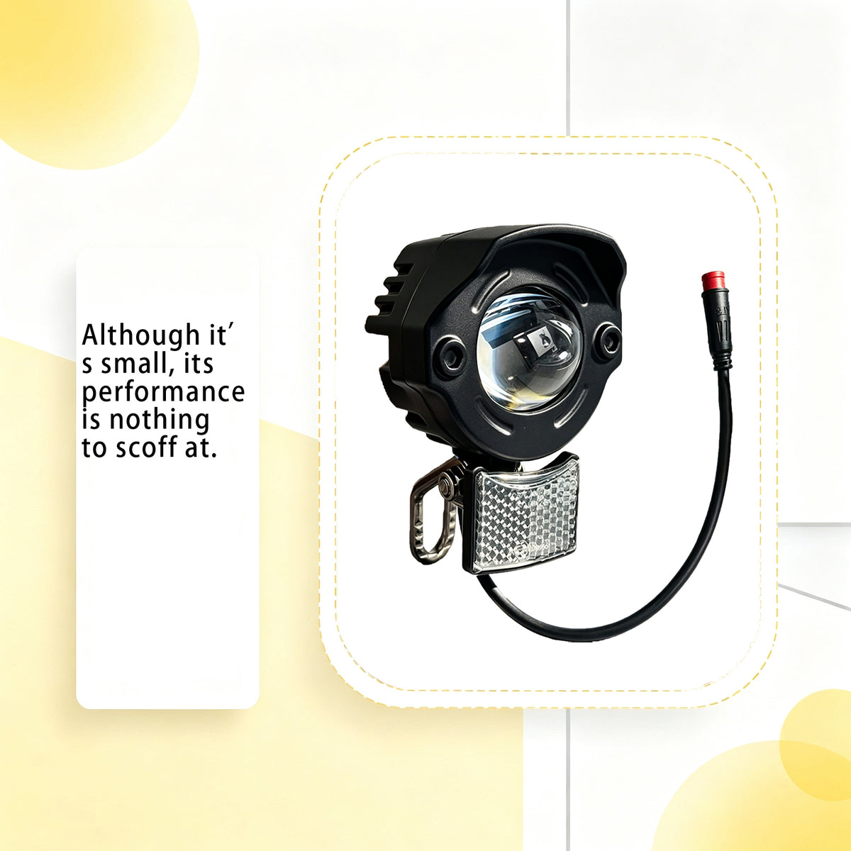 Nulkomma Ebike LED Headlight with Reflector, M8 2Pin Male Waterproof Plug IPX4 Electric Bicycle Front Head Lamp for E-Bike & E-Scooter Replacement