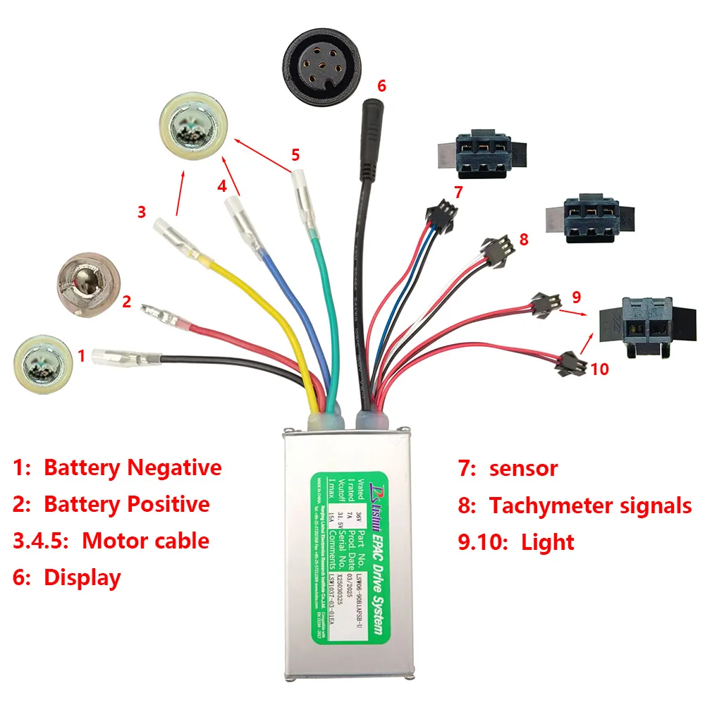 Nulkomma Ebike Brushless Motor Controller LSW06-90B1AFSB-U 36V 15A for Electric Scooters Fat Bike MTB Accessories Speed Controller