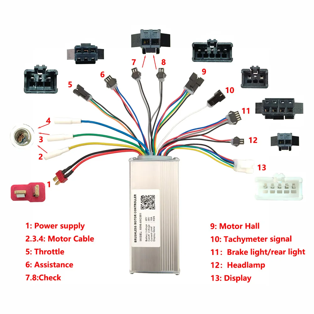 Nulkomma Ebike Brushless Motor Controller X098-AXC001 48V 18A for KDS Protocol Display for Electric Scooters MTB Fat Bikes Accessories