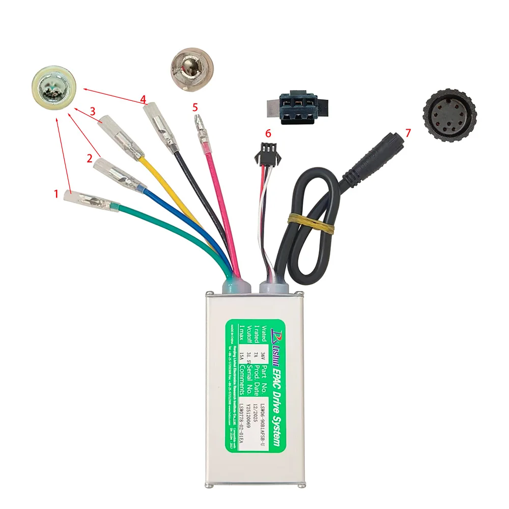 Nulkomma LSW06-90B1AFSB-U 36V 15A Brushless Motor Controller Speed Parts for Electric Scooters MTB Ebike Accessories Speed Controller