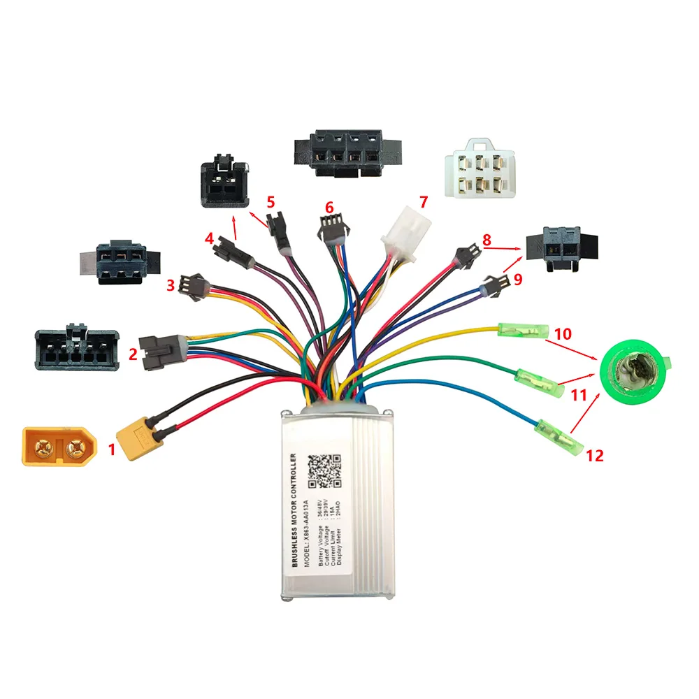 Nulkomma Ebike Brushless Motor Controller X863-AA013A 36V/48V 15A for 2HAO Display Electric Scooters MTB Accessories Speed Controller