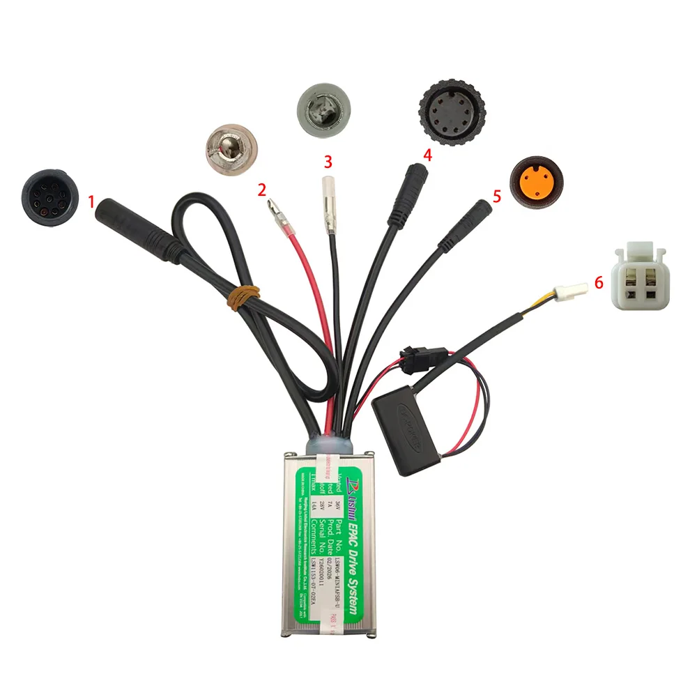 Nulkomma Brushless Motor Controller for Ebike LSW06-MINIAFSB-U 36V 7A Display Speed Controller for Electric Scooters and MTB