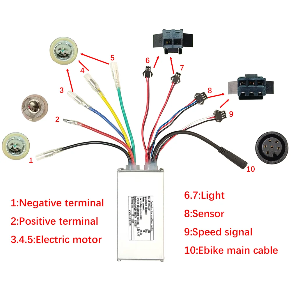 Nulkomma E-bike DC Brushless Motor Controller LSW1888-37M 36V 14A for Electric Scooters Speed Parts MTB Accessories Speed Controller