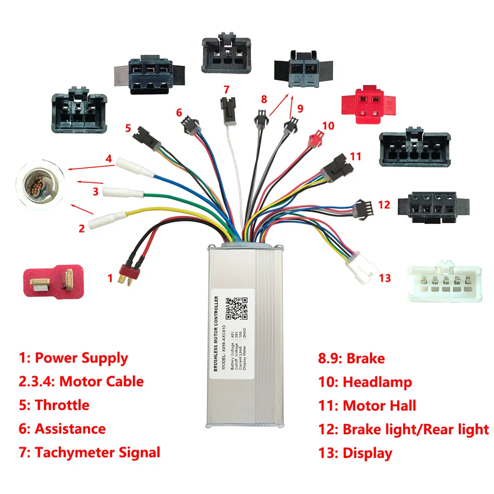 Nulkomma Electric Bike Brushless Motor Controller 48V 18A X098-AXC013 Electric Scooter Accessories for 2HAO Meter