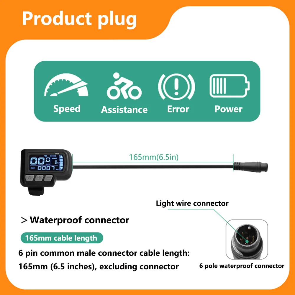 Nulkomma Ebike LCD Display Screen Meter EN06 24V-48V Speed Controller for 2HAO Protocol Controllers MTB Accessories