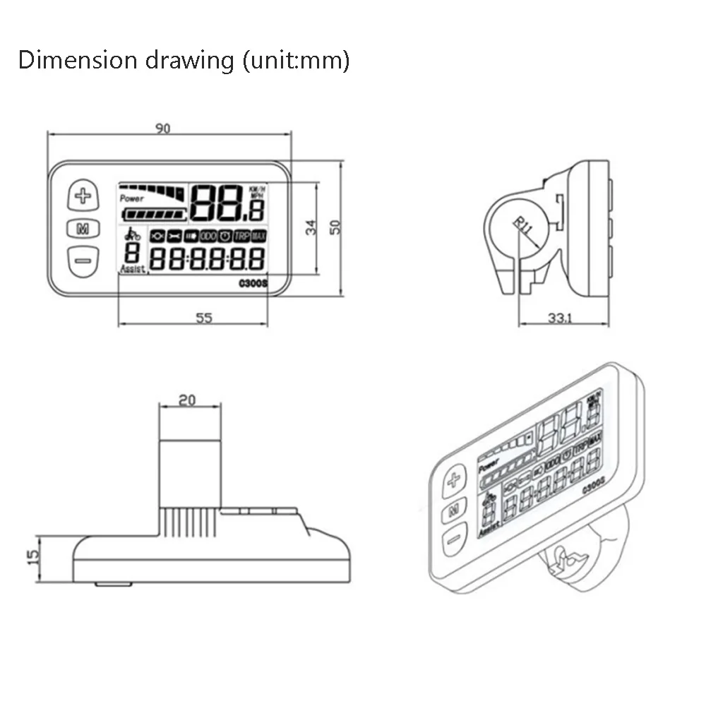 Nulkomma Electric Bicycle LCD Display C300S 5pin 36V 48V Speed Controller For MTB Electric Scooter Ebike Accessories Speed Control Panel