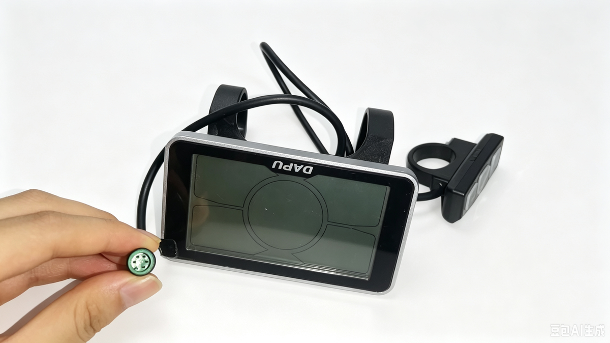 DAPU Electric Bike LCD Display Panel with 4 Keys Remote Control, 5 Pin Green Waterproof Connector, E-bike Dashboard Speedometer for E-Bike Conversion Kit, Support Speed/Power/Battery Indicator