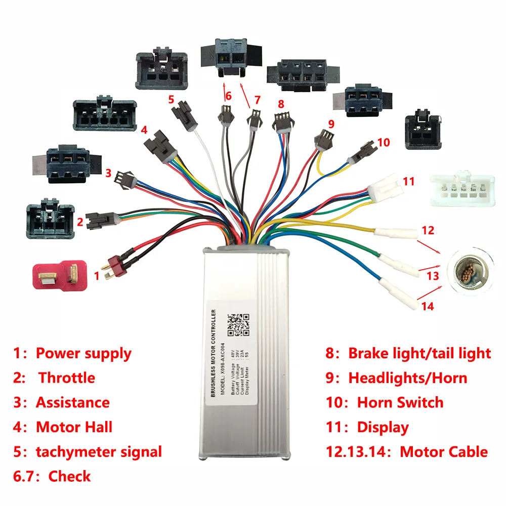 Nulkomma X098-AXC004 48V 23A Brushless Motor Controller for 5S protocol Ebike Speed Parts Electric Scooter MTB Fat Bikes Speed Controller